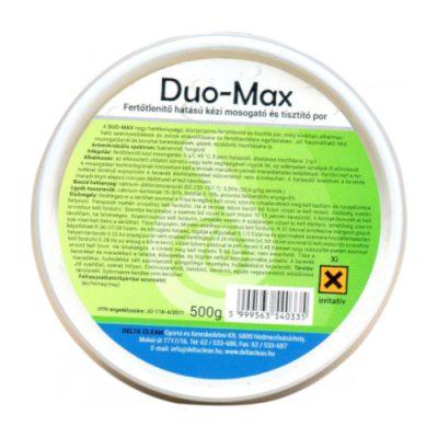 Duo-Max Fertőtlenítő hatású kézi mosogató és tisztítópor 500g