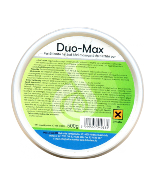 Duo-Max Fertőtlenítő hatású kézi mosogató és tisztítópor 500g
